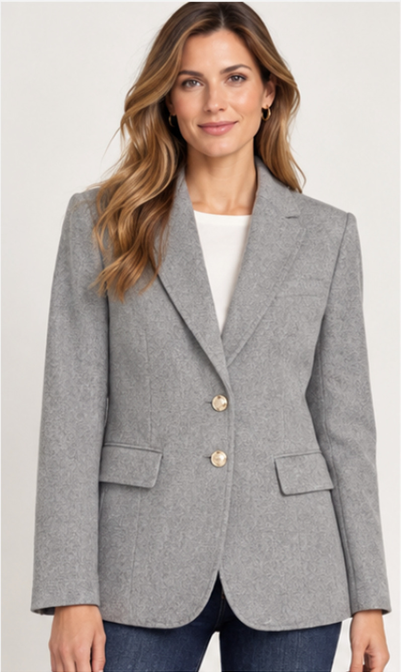 NWT WHITE HOUSE BLACK MARKET WHBM MERCURY GREY MELTON BLAZER JACKET SZ 10